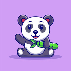 Panda Holding Bamboo Illustration with modern look