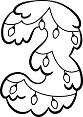 3 Three Christmas Tree Hanging Light Decor Number Outline