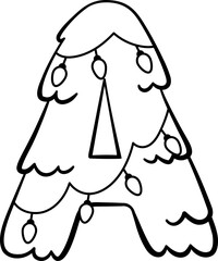 A Christmas Tree Hanging Light Decor Alphabet Outline