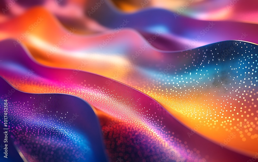 Leinwandbilder a vibrant, flowing abstract image featuring waves of colorful textures and a sparkling surface, evok