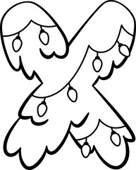 X Christmas Tree Hanging Light Decor Alphabet Outline