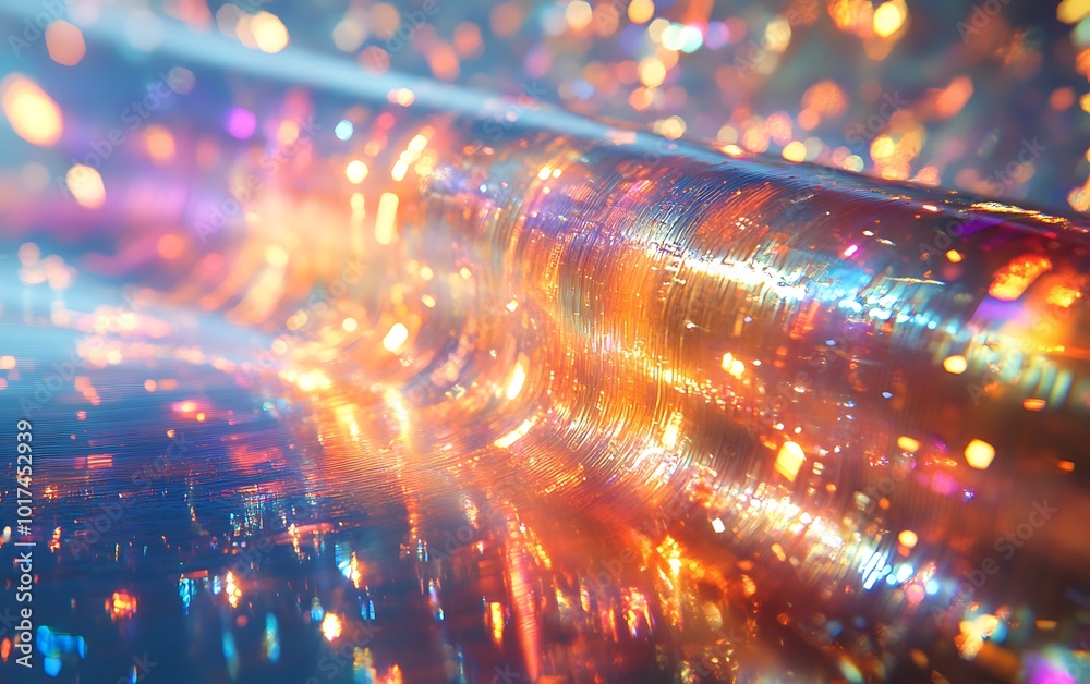 Poster A vibrant, shimmering abstract design with colorful lights and reflections creating a mesmerizing, ethereal effect.