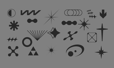 Abstract futuristic symbol collection for modern creative design projects

