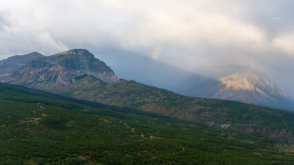 Fototapeta premium Aerial view of Glacier National Park at dawn