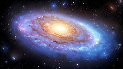 Fototapeta premium Spiral Galaxy with a Bright Center in the Vast Universe