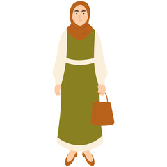 Hijab Girl Fashion Style Character. Vector Illustration in Flat Cartoon Design.