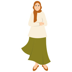 Hijab Girl Fashion Style Character. Vector Illustration in Flat Cartoon Design.
