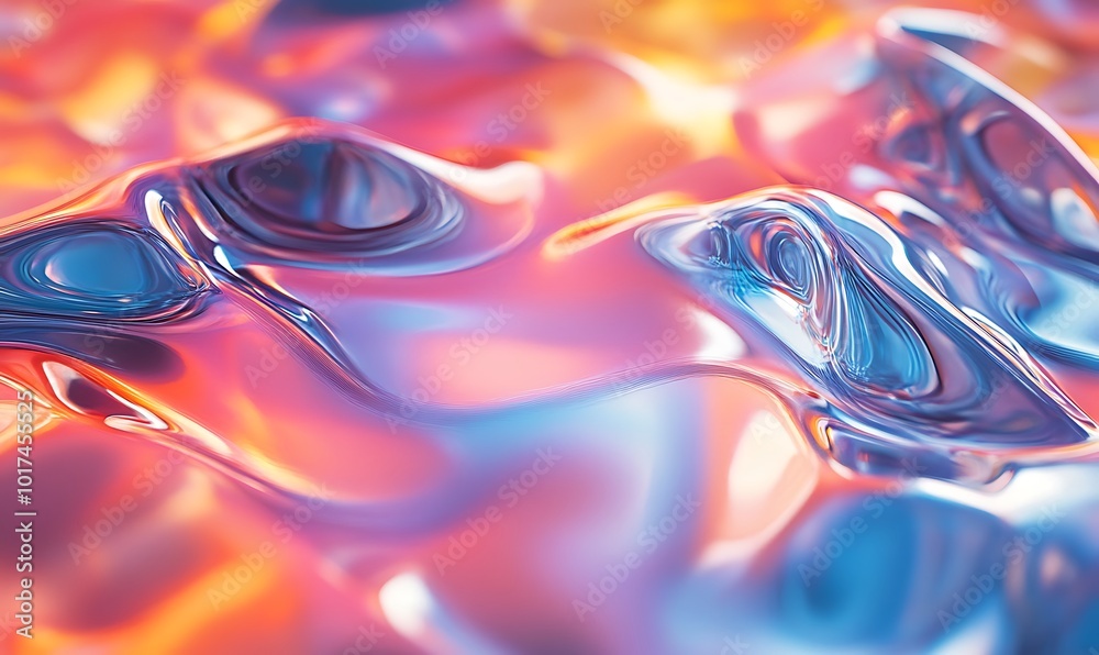 Leinwandbilder a vibrant, abstract representation of fluid textures, showcasing a blend of shiny colors and dynamic