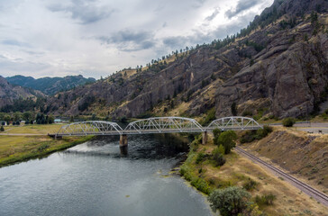 Aerial view of Hardy Bridge in Montana