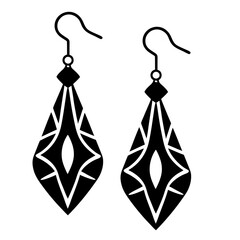 Fashion Accessories, Earrings Silhouette vector, Fashion item
