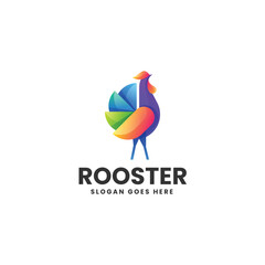Vector Logo Illustration Rooster Gradient Colorful Style