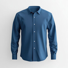 Smooth blue dress shirt with a tailored fit, perfect for professional attire and elegant occasions.