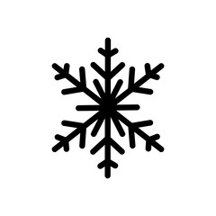 Snowflake Crystal Icon, Hand drawn style illustration of Frozen Snow Crystal Line Art, Snowflake Icon Symbol or Sign of Christmas Arriving