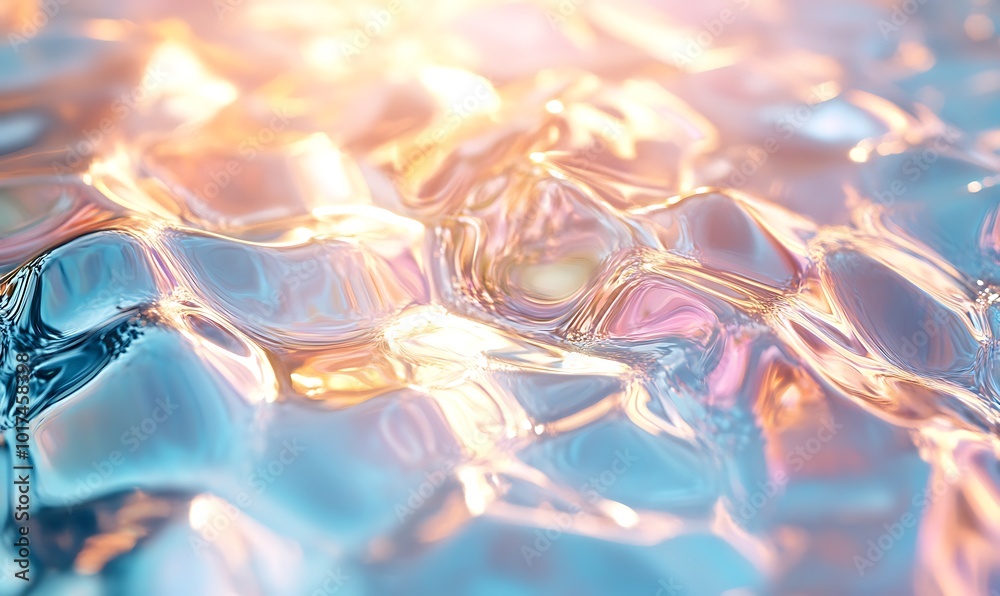 Aufkleber a sparkling, textured surface of shimmering water, reflecting light in vibrant hues and intricate pa