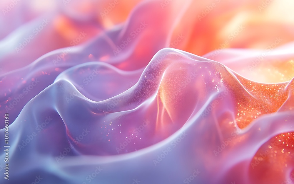 Aufkleber a close-up of colorful, flowing fabric with soft waves and glimmers, creating a visually mesmerizing