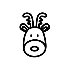 Hand Drawn Deer Head Vector, Christmas Deer Icon, Cute Deer Line Art Illustration