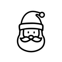 Hand Drawn Santa Claus Head Vector, Cute Santa Claus Icon, Santa Claus Line Art Illustration