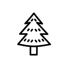 Fototapeta premium Hand Drawn Christmas Decoration Pine Tree Vector, Christmas Tree Icon with Line Pattern, Pine Tree Icon Illustration
