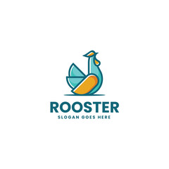 Vector Logo Illustration Rooster Simple Mascot Style