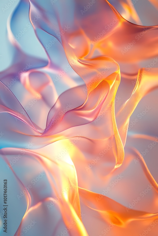 Aufkleber A colorful blend of translucent fabric, flowing with soft curves and warm hues, creating an ethereal, dream-like effect.