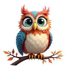 Naklejka premium 3d cartoon cartoon owl animal