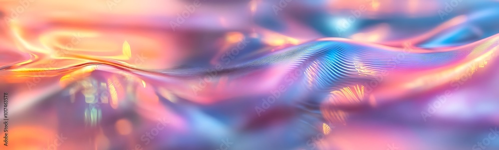Poster A vibrant, abstract wave of colors and textures, blending soft hues and intricate patterns, creating a mesmerizing visual effect.