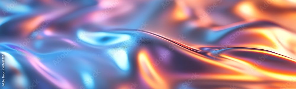 Poster a vibrant, colorful abstract image displaying smooth, flowing patterns with a blend of blue, purple,