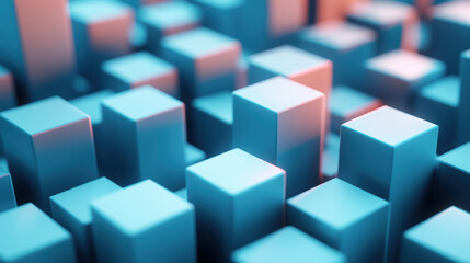 Obraz premium vibrant 3D illustration of abstract blue blocks creating dynamic pattern, evoking sense of depth and modernity. arrangement offers captivating visual experience