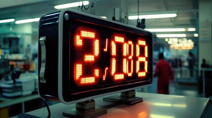 Digital Clock Displaying Time in a Modern Setting