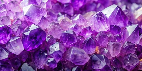Aerial view of bright purple texture from natural amethyst gemstone