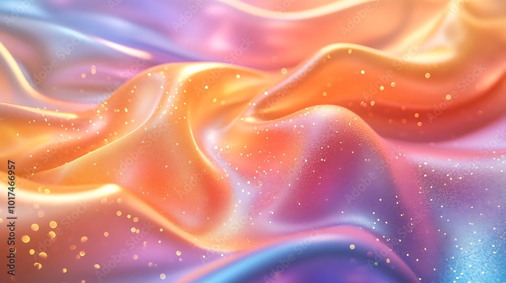 Aufkleber a colorful, shimmering fabric texture with gentle waves and sparkling highlights creates a dreamy, e