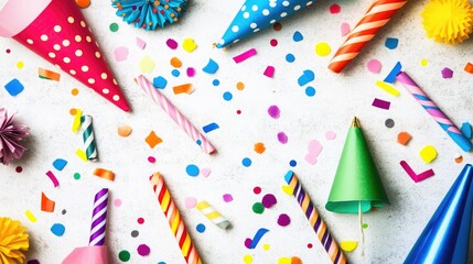 Obraz premium Colorful Party Supplies and Festive Decorations