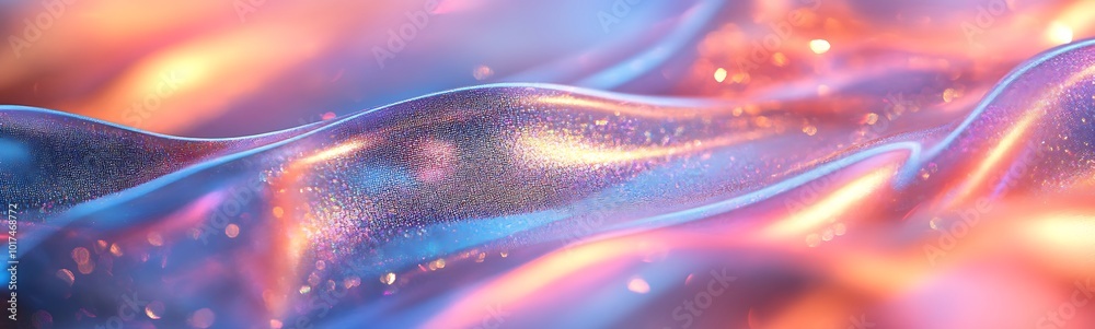 Poster A vibrant, flowing abstract image with shimmering waves and sparkling lights, creating a sense of depth and movement.