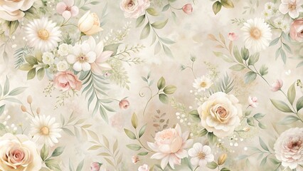 Fototapeta premium Aerial soft light muted earthy abstract floral background wallpaper pattern