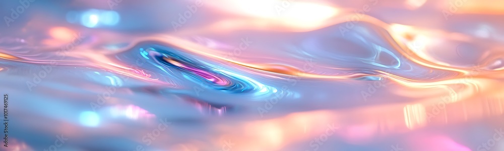 Poster Abstract view of shimmering water reflecting colorful lights, creating a serene and captivating visual experience.