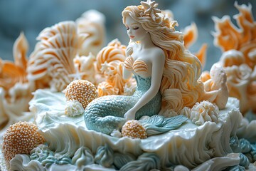 Mermaid Themed Birthday Cake Decoration