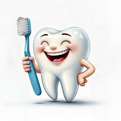 tooth with toothbrush