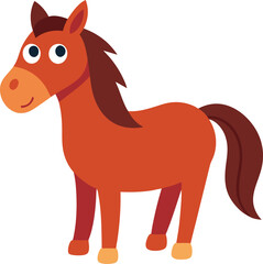illustration cute horse flat cartoon style