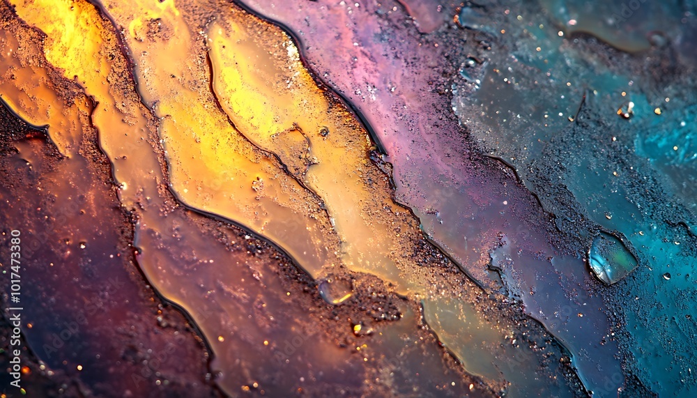 Leinwandbilder a vibrant, colorful abstract image featuring flowing textures with a blend of warm and cool tones, r