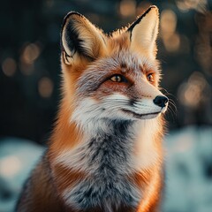 Fototapeta premium fox isolated on abstract background