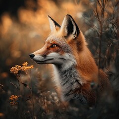 fox isolated on abstract background
