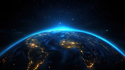 Earth illuminated in cosmic light