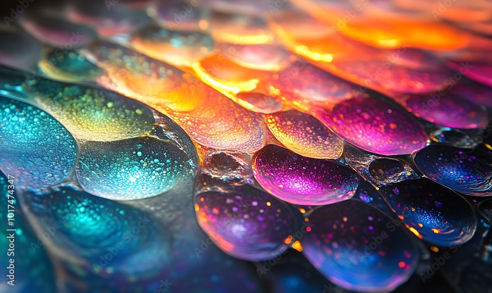 Aufkleber a vibrant abstract close-up of colorful bubbles, showcasing a blend of iridescent hues and textures 