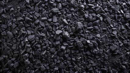 Activated carbon black textured background in high angle view