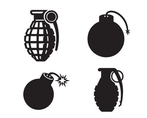 Fototapeta premium Set Of Grenade Silhouette Design - Military clipart Vector illustration