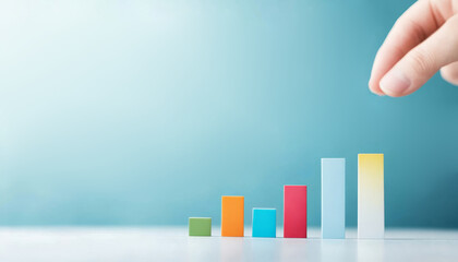 Colorful Bar Graph on Blue Background