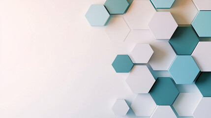 Fototapeta premium abstract geometric hexagon pattern in blue and white colors - modern background design