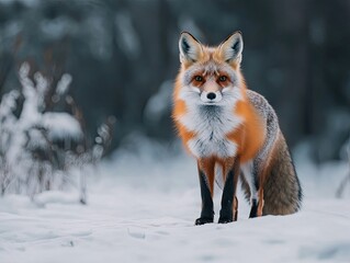 fox isolated on winter background