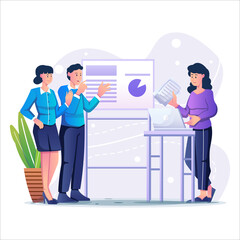 Presentation of Team Work Results using modern style vector view