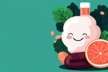 Microbial diversity, breaking down dietary nutrients, flat design illustration